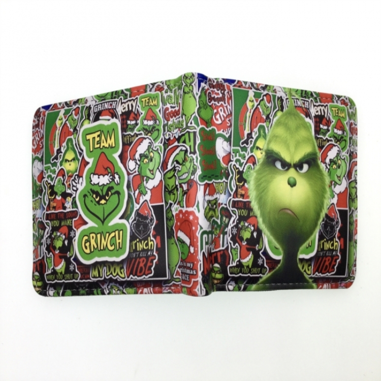 Christmas Green Haired Monster Anime two fold  Short wallet 11X9.5CM 60G