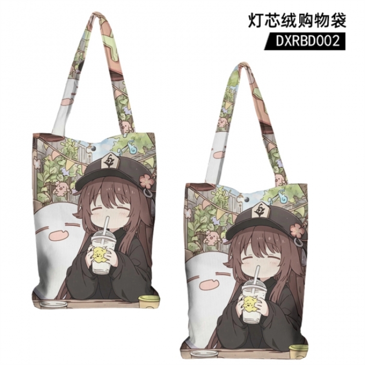 Genshin Impact Game corduroy shopping bag