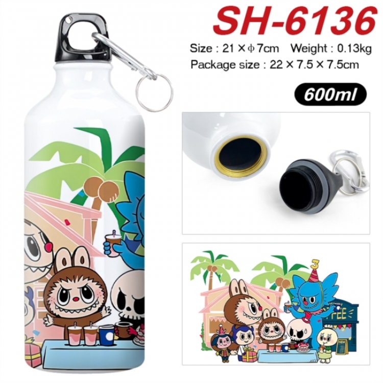 Labubu Anime print sports kettle aluminum kettle water cup 600ml 21x7cm 