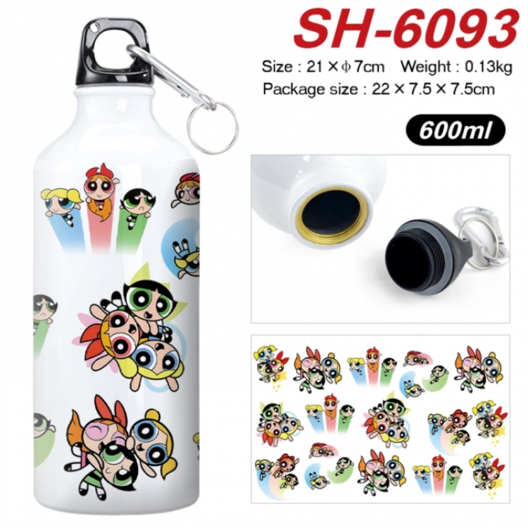 The Powerpuff Girls Anime print sports kettle aluminum kettle water cup 600ml 21x7cm