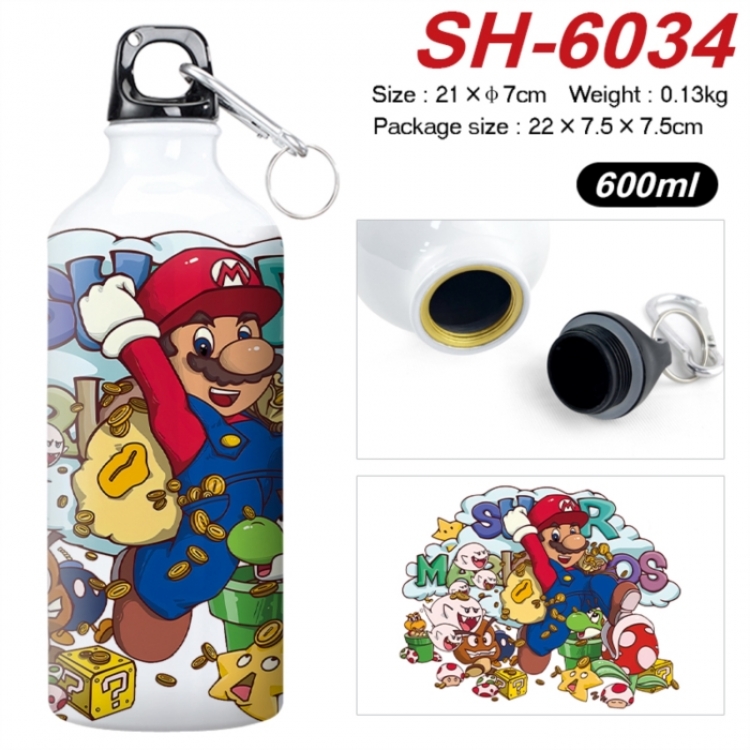 Super Mario Anime print sports kettle aluminum kettle water cup 600ml 21x7cm