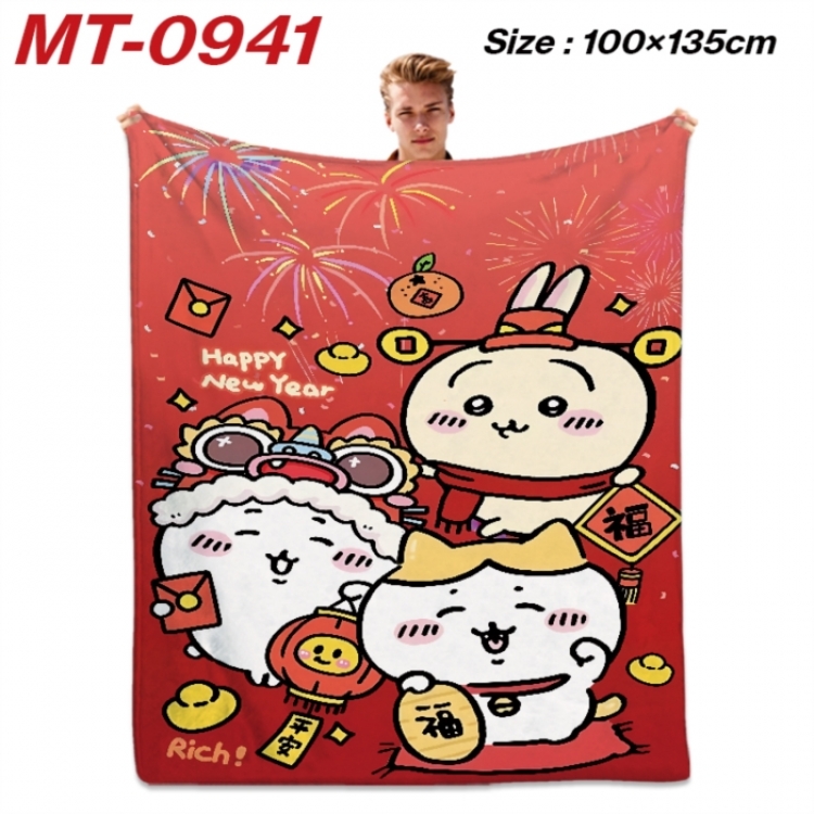 Chiikawa Anime flannel blanket air conditioner quilt double-sided printing 100x135cm