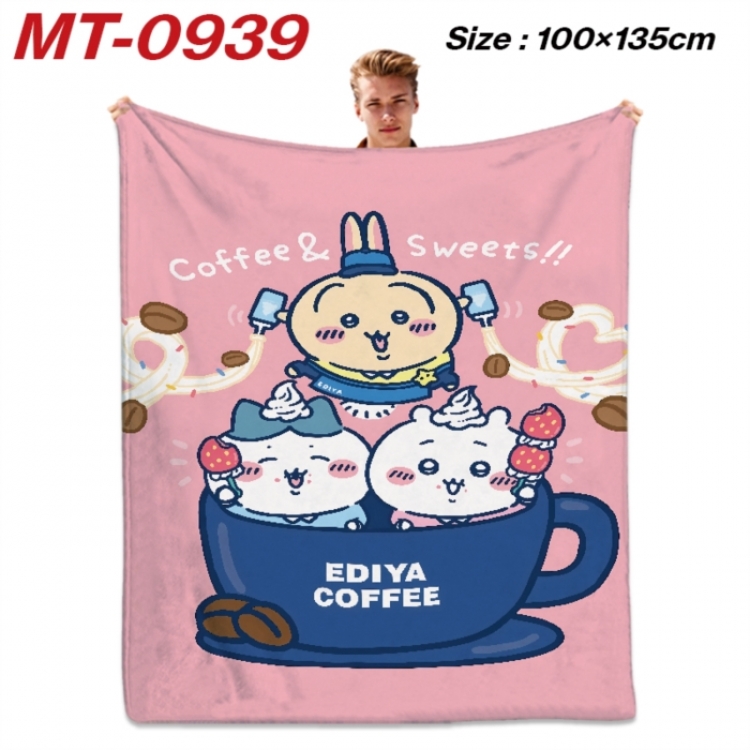 Chiikawa Anime flannel blanket air conditioner quilt double-sided printing 100x135cm