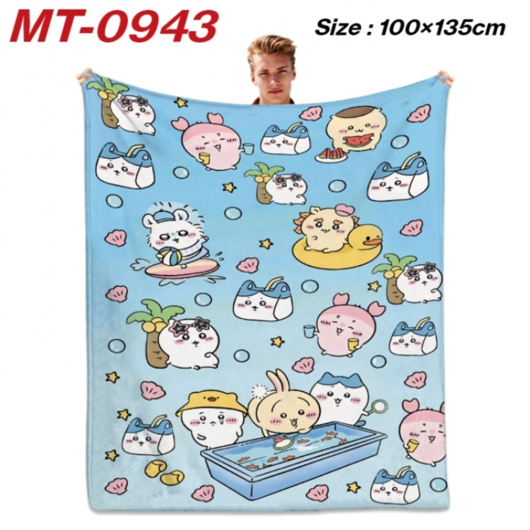 Chiikawa Anime flannel blanket air conditioner quilt double-sided printing 100x135cm