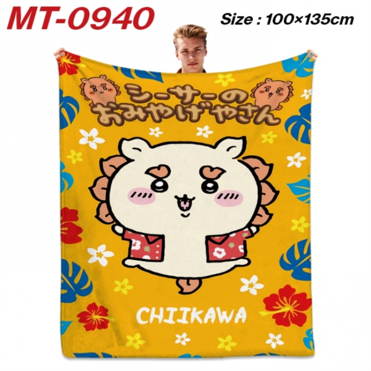 Chiikawa Anime flannel blanket air conditioner quilt double-sided printing 100x135cm
