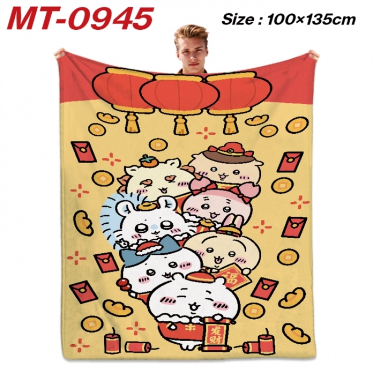 Chiikawa Anime flannel blanket air conditioner quilt double-sided printing 100x135cm