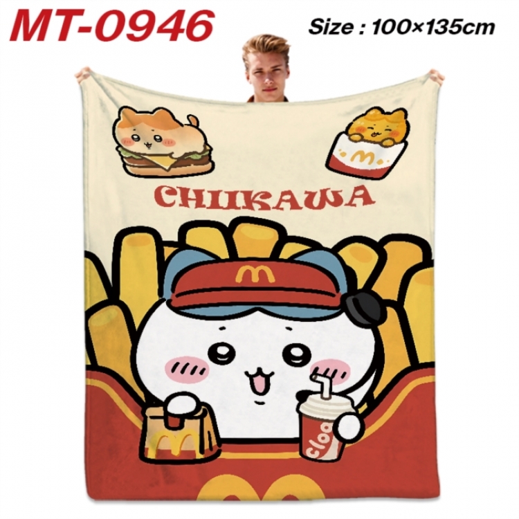 Chiikawa Anime flannel blanket air conditioner quilt double-sided printing 100x135cm