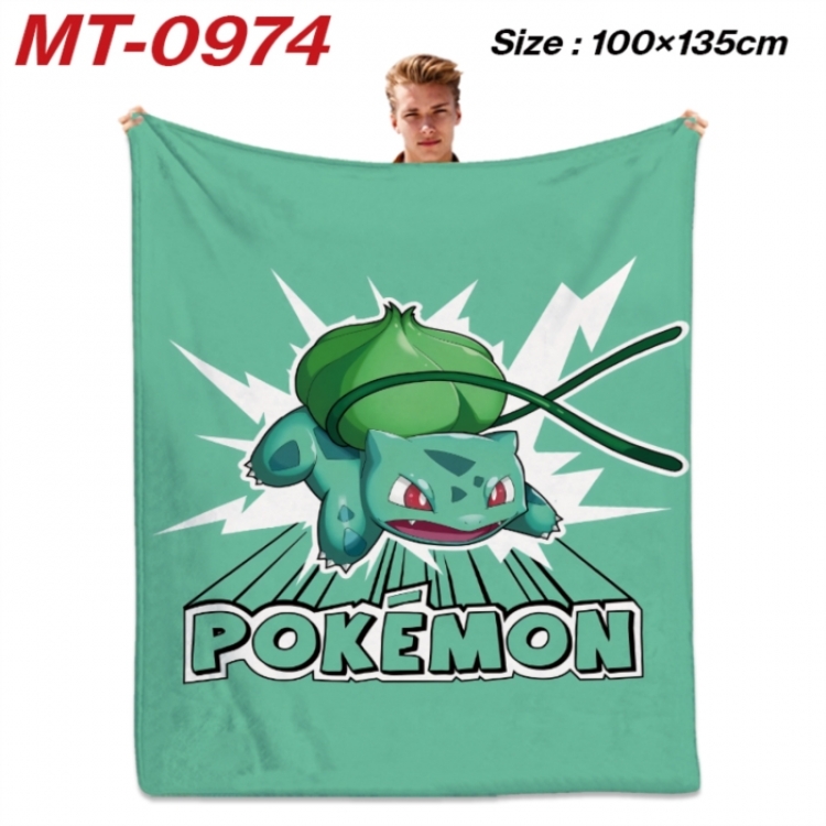 Pokemon Anime flannel blanket air conditioner quilt double-sided printing 100x135cm