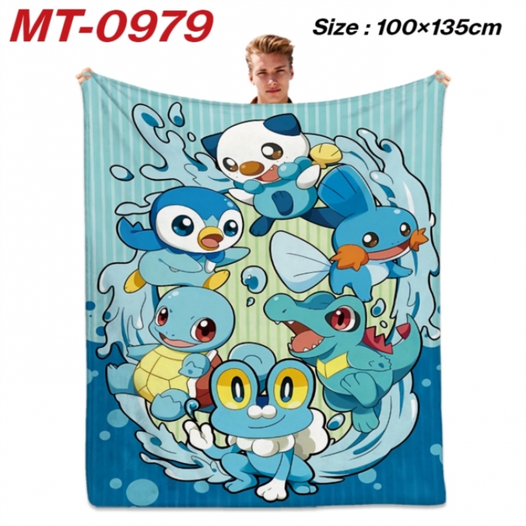 Pokemon Anime flannel blanket air conditioner quilt double-sided printing 100x135cm