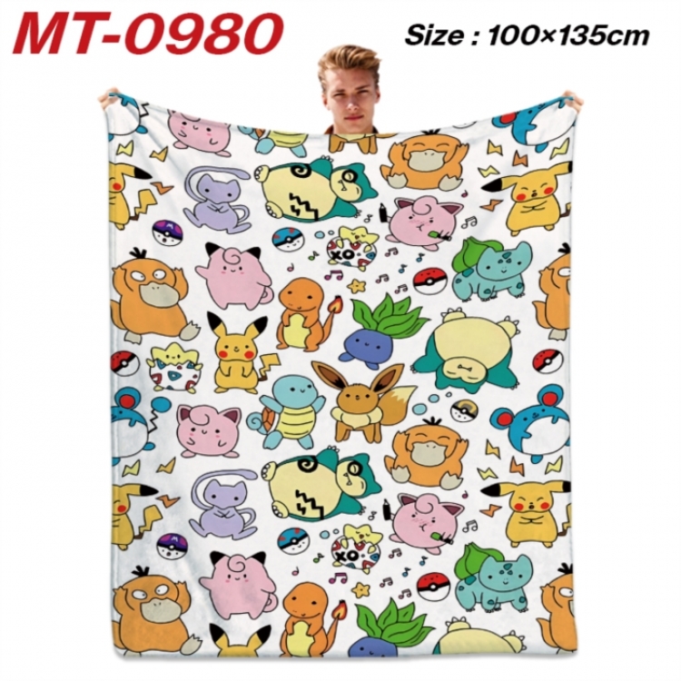 Pokemon Anime flannel blanket air conditioner quilt double-sided printing 100x135cm