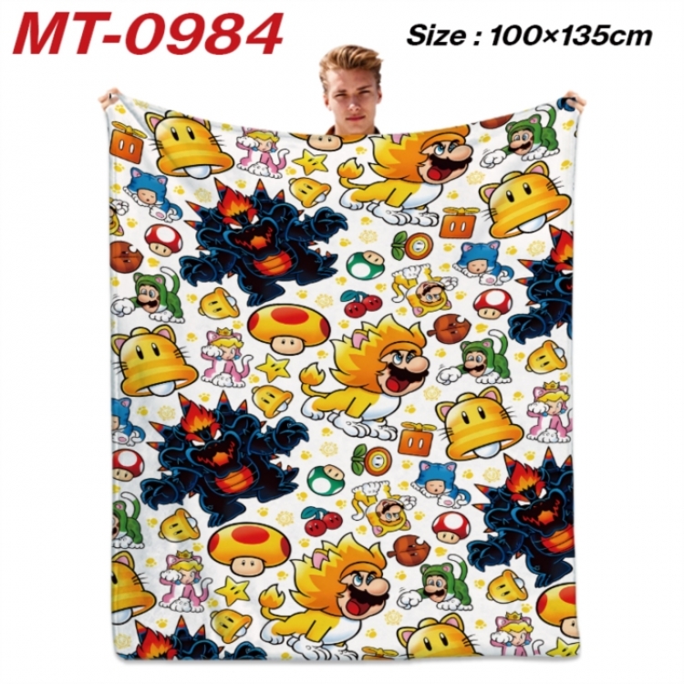 Super Mario Anime flannel blanket air conditioner quilt double-sided printing 100x135cm