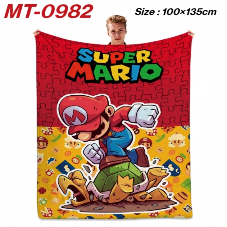Super Mario Anime flannel blanket air conditioner quilt double-sided printing 100x135cm
