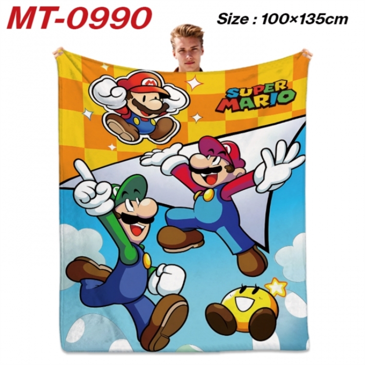 Super Mario Anime flannel blanket air conditioner quilt double-sided printing 100x135cm