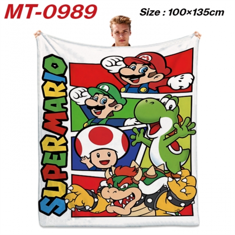 Super Mario Anime flannel blanket air conditioner quilt double-sided printing 100x135cm