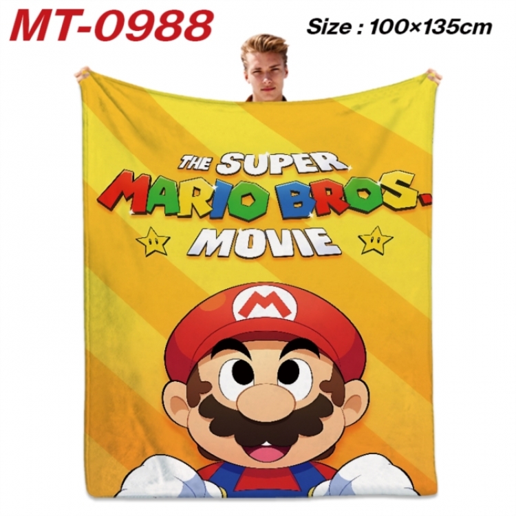 Super Mario Anime flannel blanket air conditioner quilt double-sided printing 100x135cm