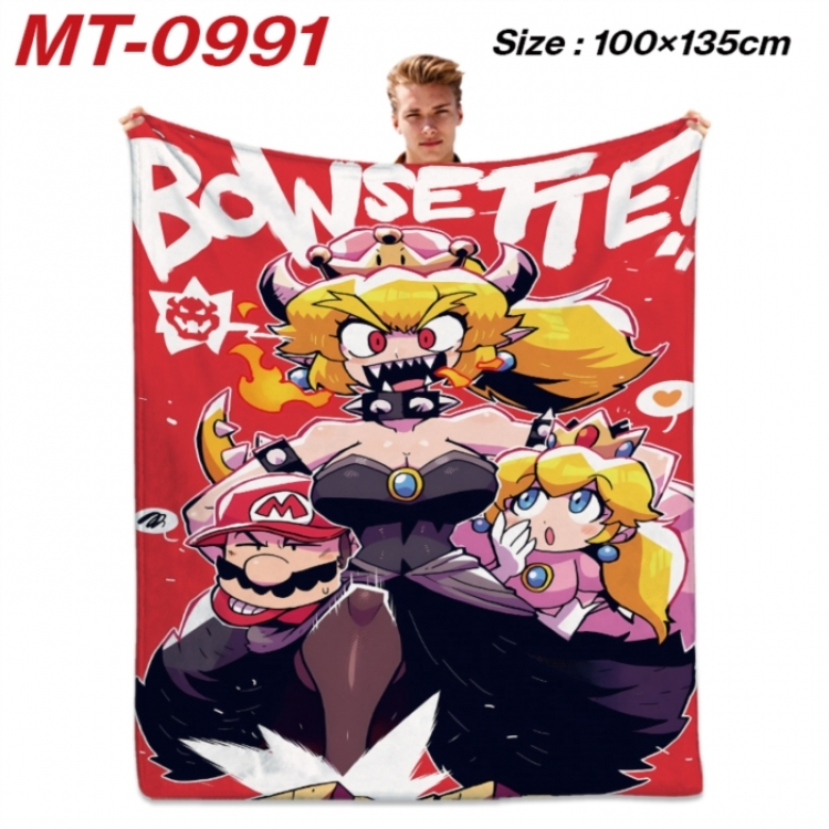 Super Mario Anime flannel blanket air conditioner quilt double-sided printing 100x135cm