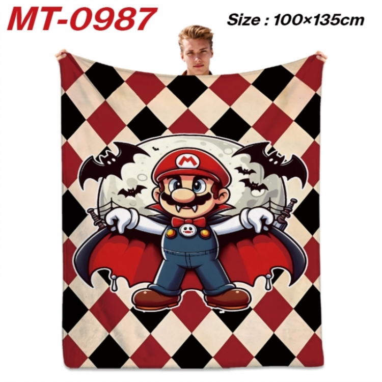 Super Mario Anime flannel blanket air conditioner quilt double-sided printing 100x135cm