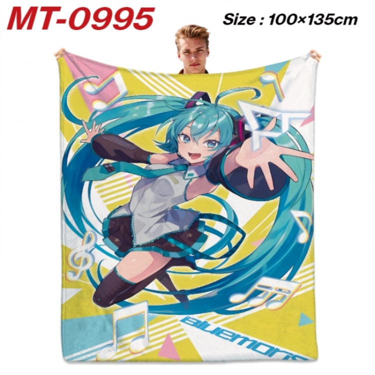 Hatsune Miku Anime flannel blanket air conditioner quilt double-sided printing 100x135cm