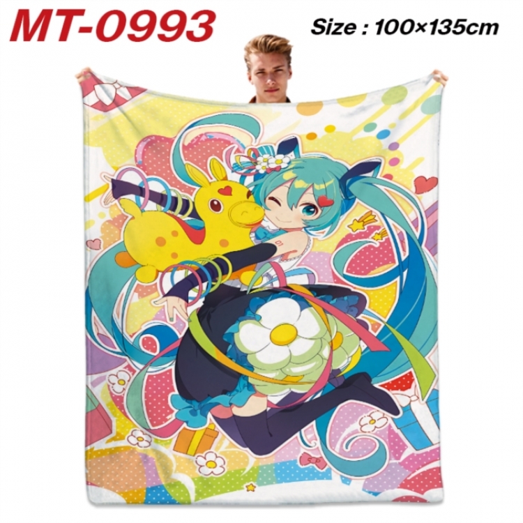 Hatsune Miku Anime flannel blanket air conditioner quilt double-sided printing 100x135cm