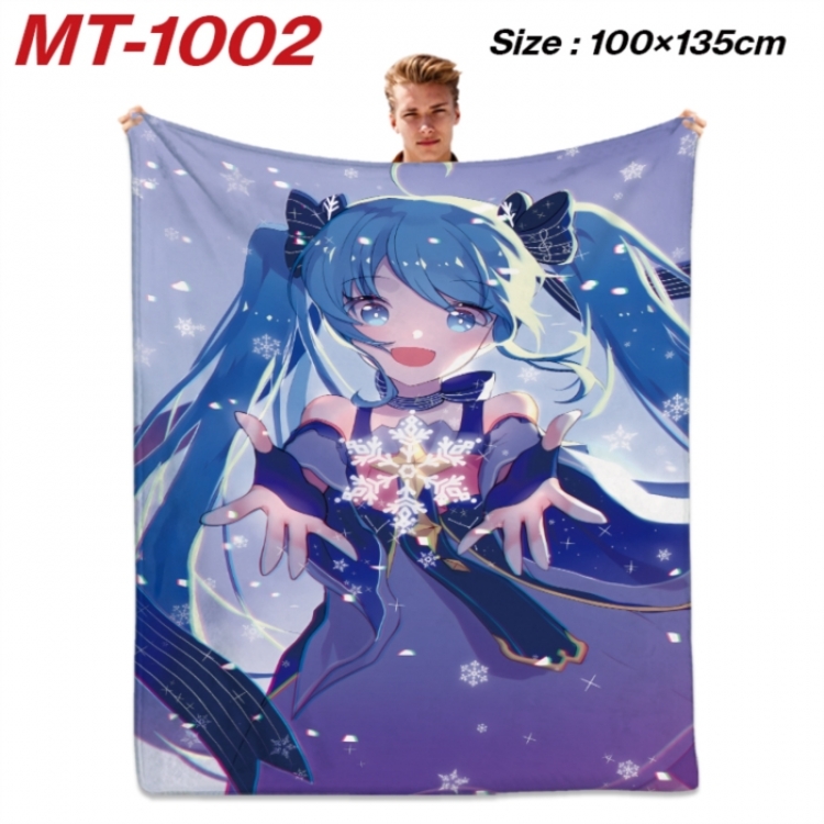 Hatsune Miku Anime flannel blanket air conditioner quilt double-sided printing 100x135cm