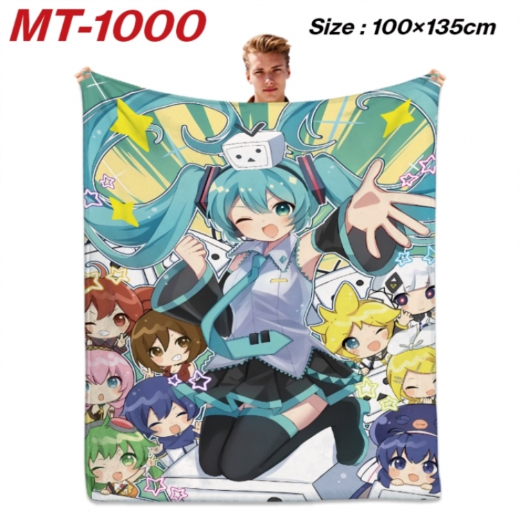 Hatsune Miku Anime flannel blanket air conditioner quilt double-sided printing 100x135cm