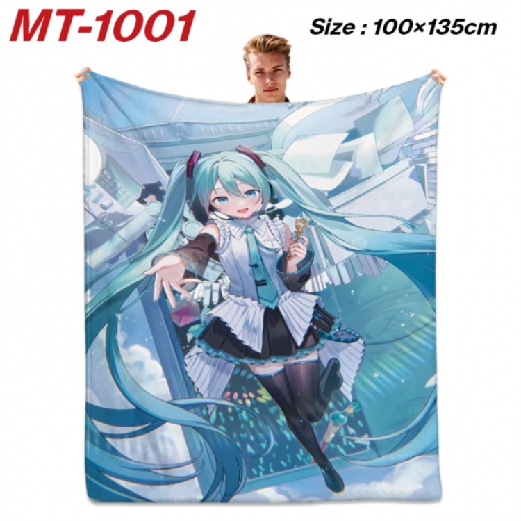 Hatsune Miku Anime flannel blanket air conditioner quilt double-sided printing 100x135cm