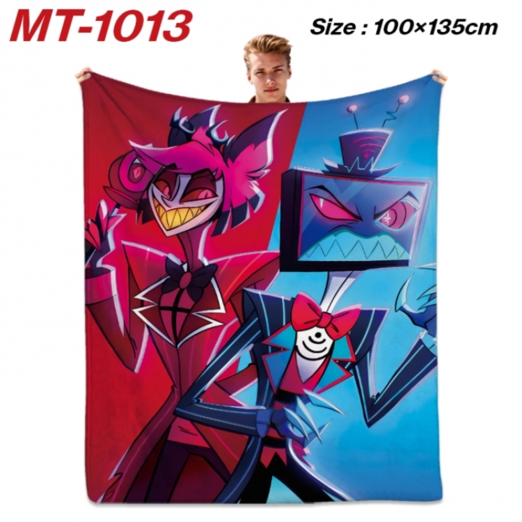 Hazbin Hotel Anime flannel blanket air conditioner quilt double-sided printing 100x135cm