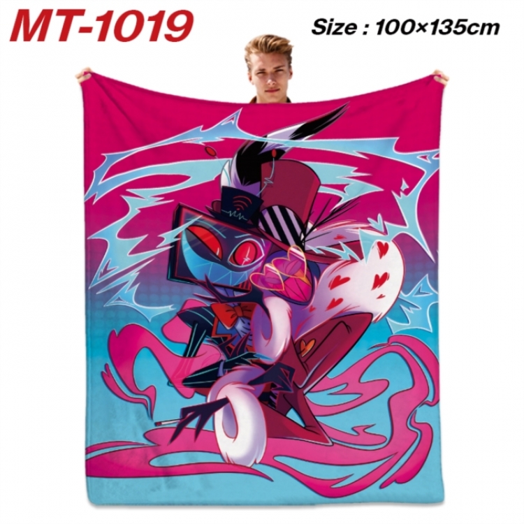 Hazbin Hotel Anime flannel blanket air conditioner quilt double-sided printing 100x135cm