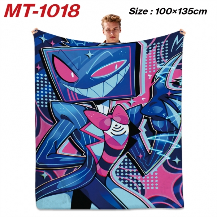 Hazbin Hotel Anime flannel blanket air conditioner quilt double-sided printing 100x135cm