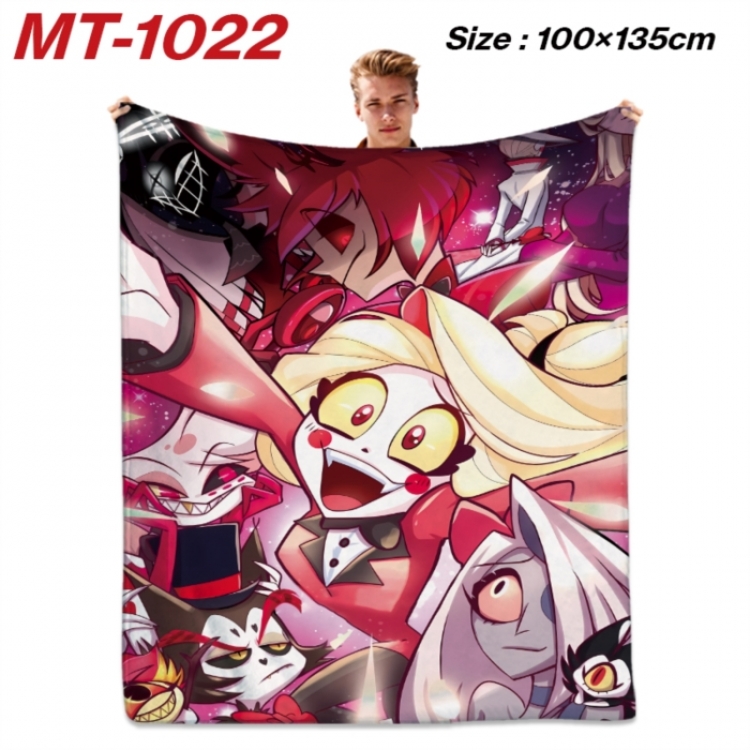 Hazbin Hotel Anime flannel blanket air conditioner quilt double-sided printing 100x135cm