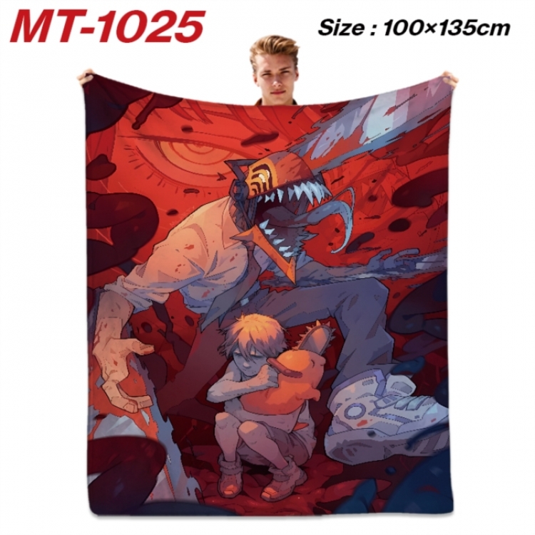 Chainsaw Man Anime flannel blanket air conditioner quilt double-sided printing 100x135cm