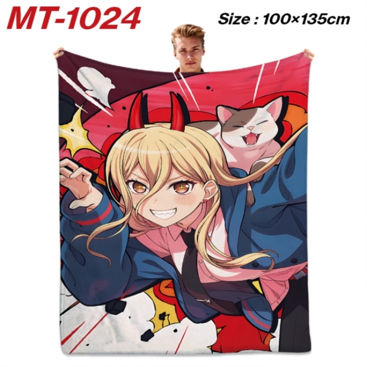 Chainsaw Man Anime flannel blanket air conditioner quilt double-sided printing 100x135cm