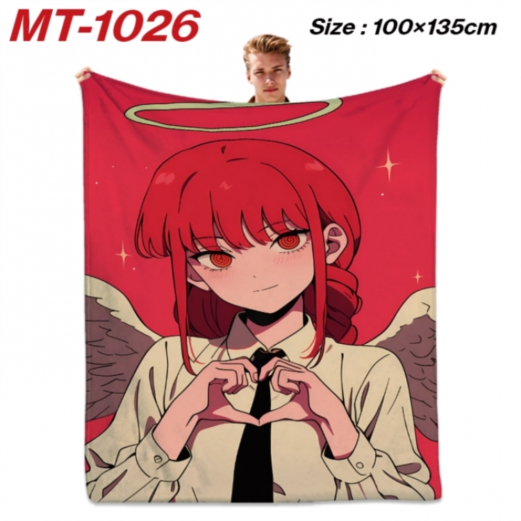Chainsaw Man Anime flannel blanket air conditioner quilt double-sided printing 100x135cm