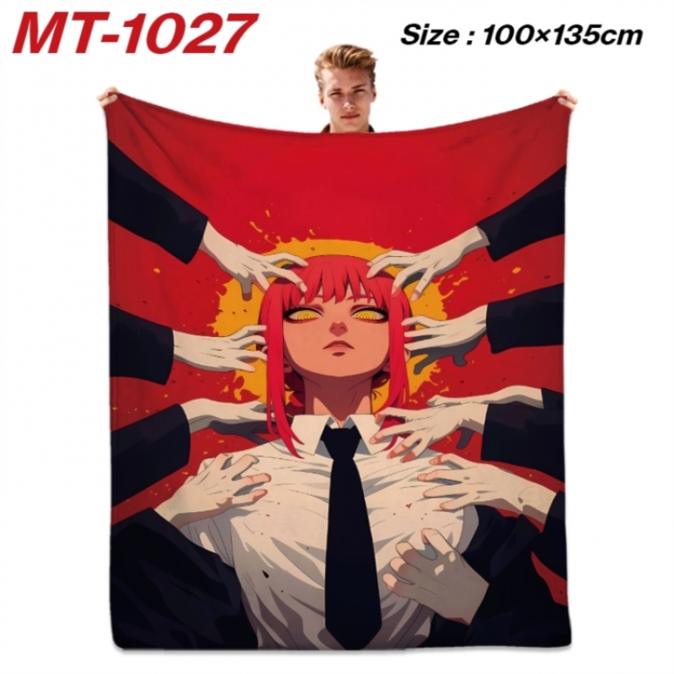 Chainsaw Man Anime flannel blanket air conditioner quilt double-sided printing 100x135cm