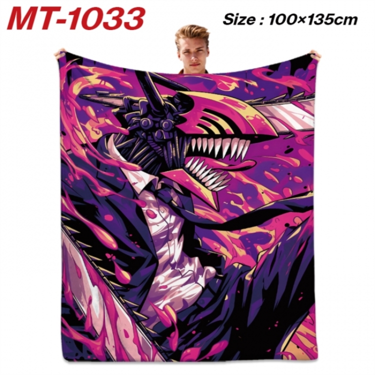 Chainsaw Man Anime flannel blanket air conditioner quilt double-sided printing 100x135cm