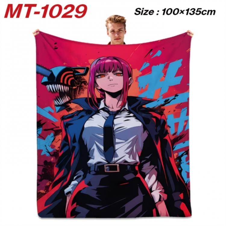 Chainsaw Man Anime flannel blanket air conditioner quilt double-sided printing 100x135cm