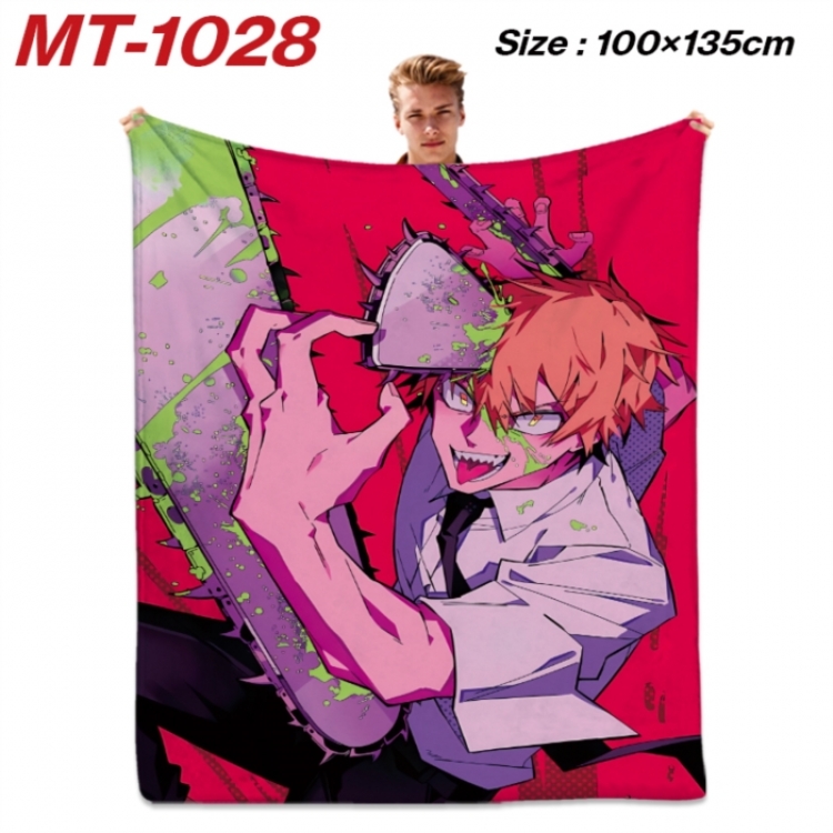 Chainsaw Man Anime flannel blanket air conditioner quilt double-sided printing 100x135cm