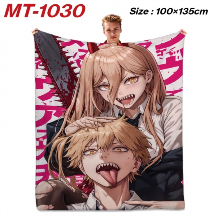 Chainsaw Man Anime flannel blanket air conditioner quilt double-sided printing 100x135cm