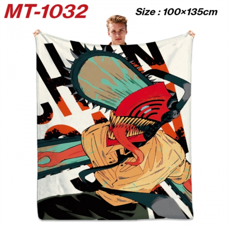 Chainsaw Man Anime flannel blanket air conditioner quilt double-sided printing 100x135cm