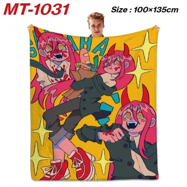 Chainsaw Man Anime flannel blanket air conditioner quilt double-sided printing 100x135cm