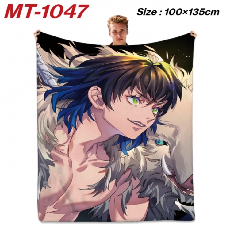 Demon Slayer Kimets Anime flannel blanket air conditioner quilt double-sided printing 100x135cm