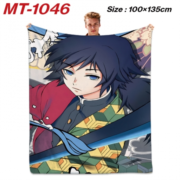 Demon Slayer Kimets Anime flannel blanket air conditioner quilt double-sided printing 100x135cm
