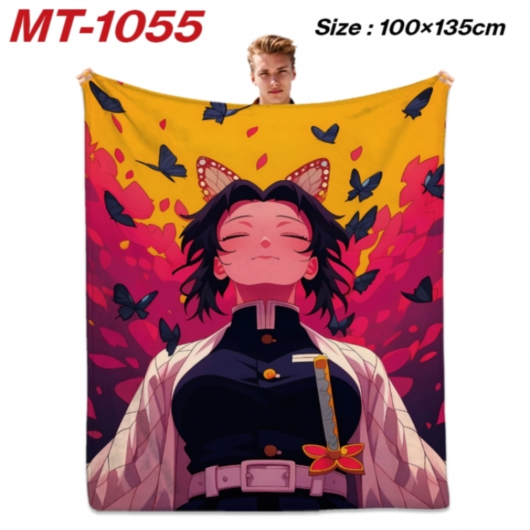 Demon Slayer Kimets Anime flannel blanket air conditioner quilt double-sided printing 100x135cm