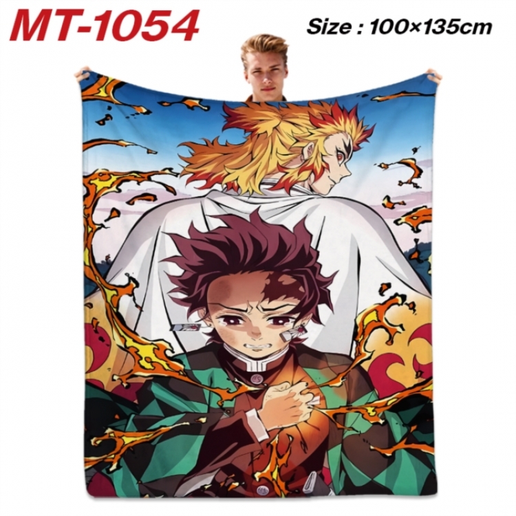 Demon Slayer Kimets Anime flannel blanket air conditioner quilt double-sided printing 100x135cm