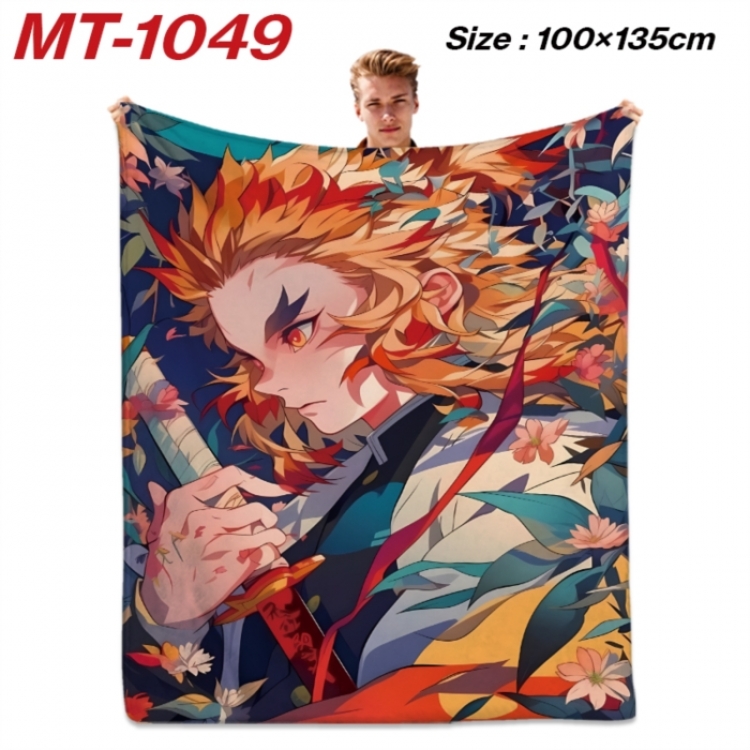 Demon Slayer Kimets Anime flannel blanket air conditioner quilt double-sided printing 100x135cm
