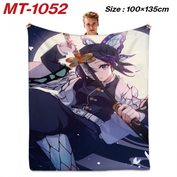 Demon Slayer Kimets Anime flannel blanket air conditioner quilt double-sided printing 100x135cm