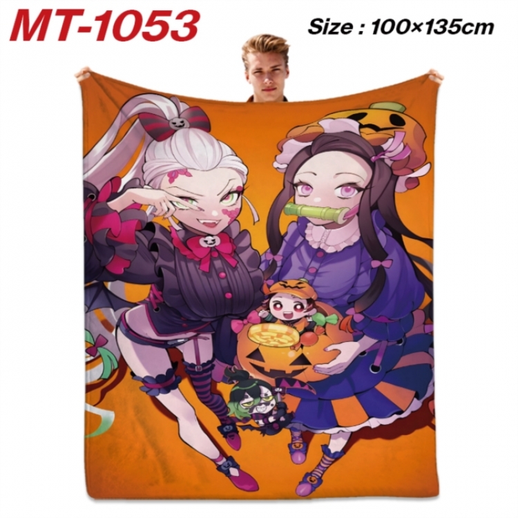 Demon Slayer Kimets Anime flannel blanket air conditioner quilt double-sided printing 100x135cm