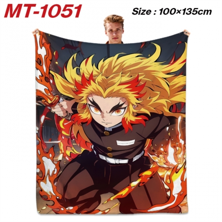 Demon Slayer Kimets Anime flannel blanket air conditioner quilt double-sided printing 100x135cm