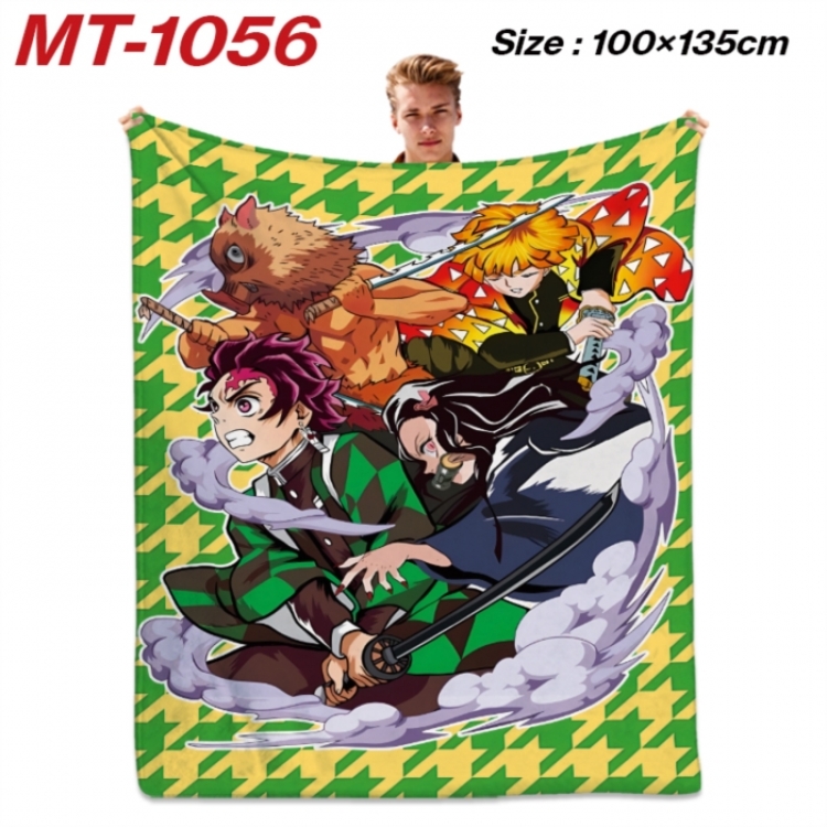 Demon Slayer Kimets Anime flannel blanket air conditioner quilt double-sided printing 100x135cm