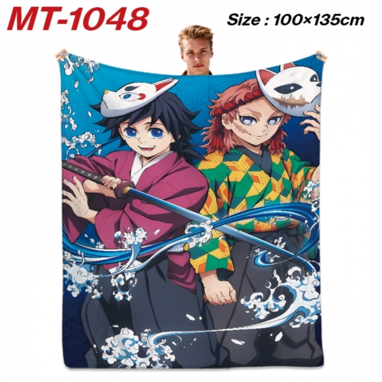 Demon Slayer Kimets Anime flannel blanket air conditioner quilt double-sided printing 100x135cm
